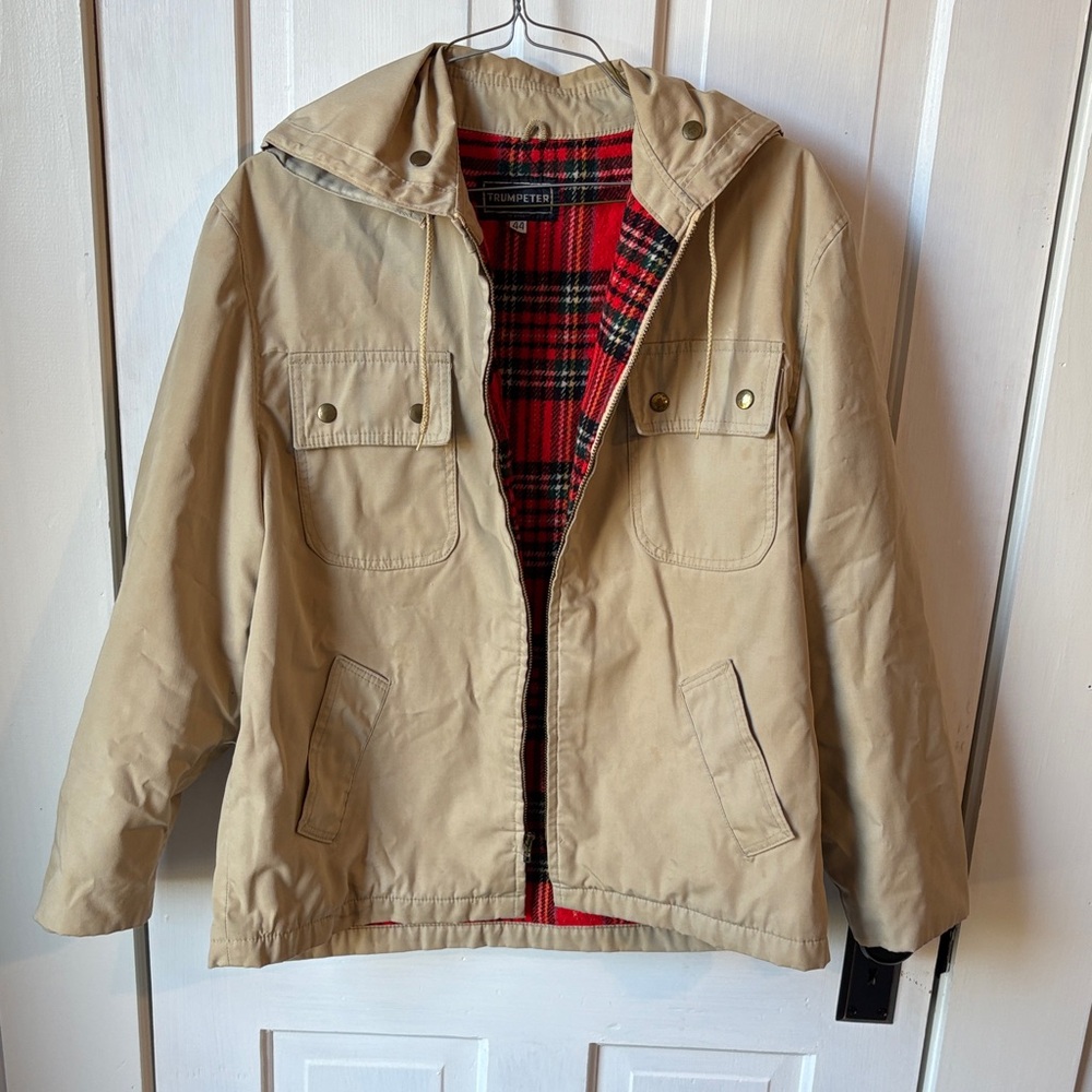 Vintage Trumpeter Canvass Jacket with Red‎ Plaid Interior